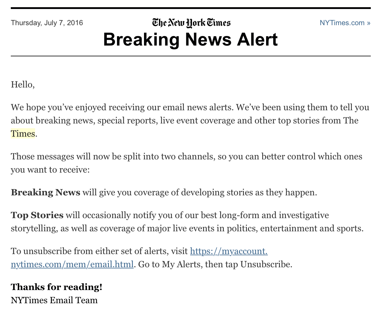 New york times unsubscribe