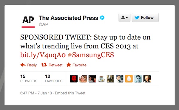 The Ap Is Selling Ads In Its Tweets But Twitter Doesn T Mind Nieman Journalism Lab
